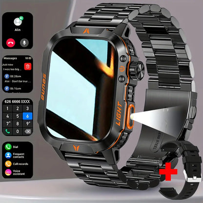 New 2026 Manly Style Smart Sports Watch with Flash Light Wireless Calling, Message Reminders,Sports Mode, Stopwatch, Timer, Stopwatch and Other Functions, Smartwatch for Men, Compatible with Android and Iphone