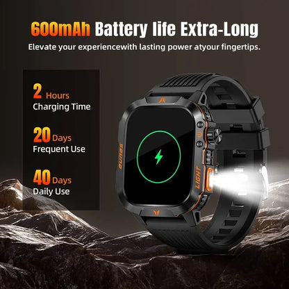 New 2026 Manly Style Smart Sports Watch with Flash Light Wireless Calling, Message Reminders,Sports Mode, Stopwatch, Timer, Stopwatch and Other Functions, Smartwatch for Men, Compatible with Android and Iphone