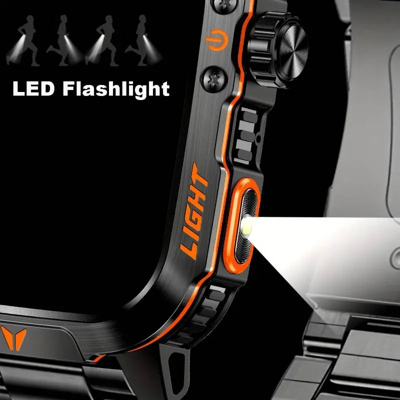 New 2026 Manly Style Smart Sports Watch with Flash Light Wireless Calling, Message Reminders,Sports Mode, Stopwatch, Timer, Stopwatch and Other Functions, Smartwatch for Men, Compatible with Android and Iphone