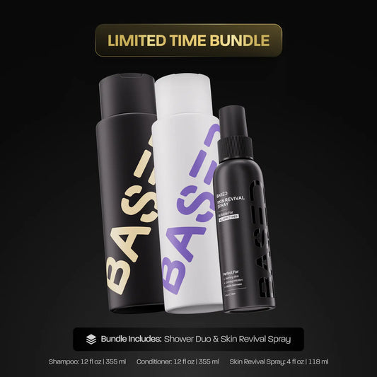 BASED Shower Duo + Skin Revival Spray – Shampoo, Conditioner, Hypochlorous Acid Spray | Gentle Cleanse, Nourishing Moisture | Science-Backed, Effective