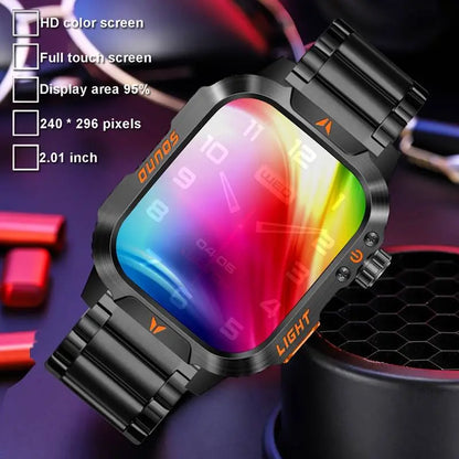 New 2026 Manly Style Smart Sports Watch with Flash Light Wireless Calling, Message Reminders,Sports Mode, Stopwatch, Timer, Stopwatch and Other Functions, Smartwatch for Men, Compatible with Android and Iphone